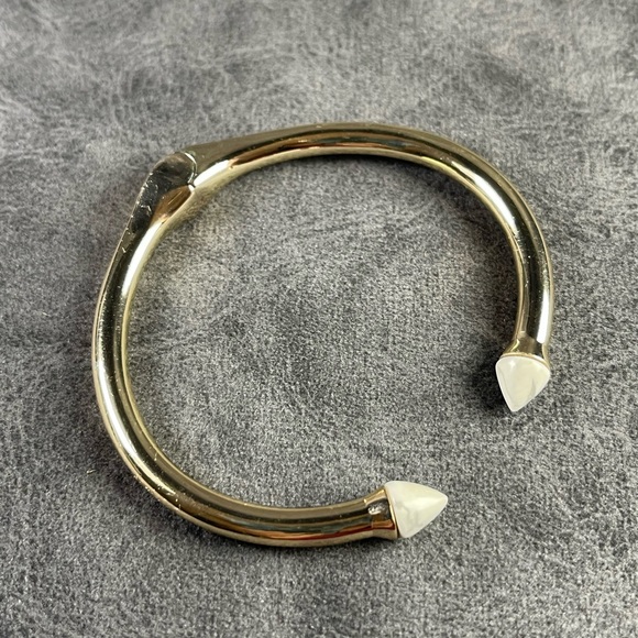 SLATE Porter Hinge Cuff Bracelet, Gold over Brass w/ Howlite, Rocksbox Exclusive - Picture 14 of 15